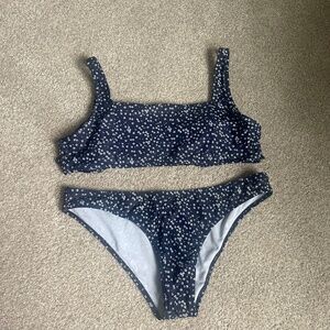 Women’s SHEIN Bikini - Navy Blue with White Flowers